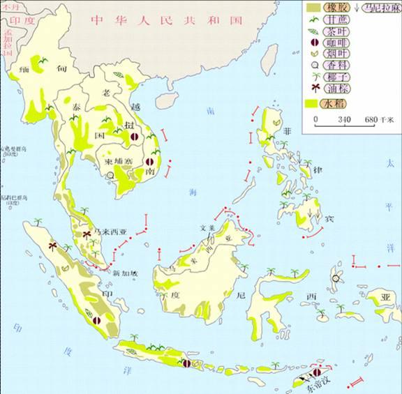 亚洲分中亚、西亚、南亚、北亚、东亚和东南亚