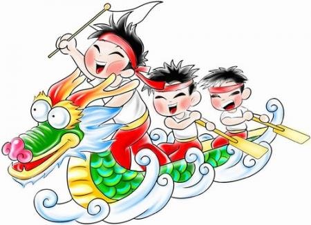 在端午节那天人们赛龙舟,一起吃粽子,纪念屈原