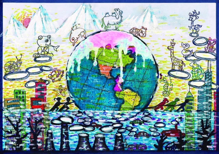 中国儿童环保绘画大赛优秀作品保护生物多样性