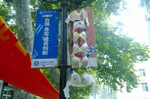 组图:学生毕业留念 青岛科技大学现<em>文胸</em>门_腾