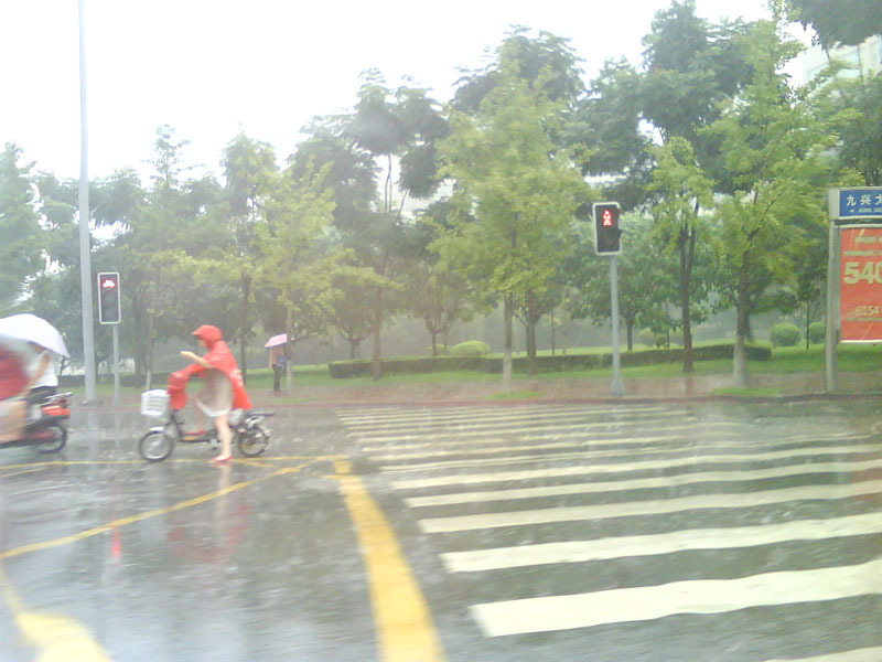 成都早晨忽下大雨 上班族被淋成落汤鸡