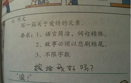 爆笑:学生的恶搞考试试卷盘点(组图)