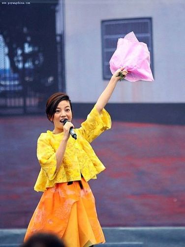 组图:赵薇穿<em>裙子搭配丝袜</em>捞金 户外献唱不怕冷