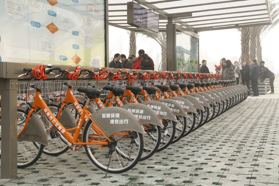 成都高新区试点公共自行车 首期投放1500辆_