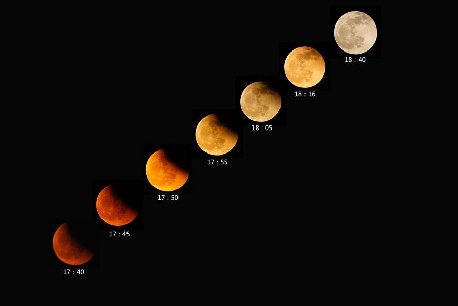 昨晚中国各地出现月偏食 罕见"红月亮"登场