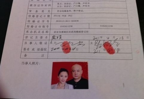 曝王全安领证细节 张雨绮当场没收户口本(图)