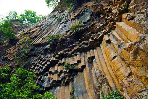 广州古火山形成的罕见柱状节理构造