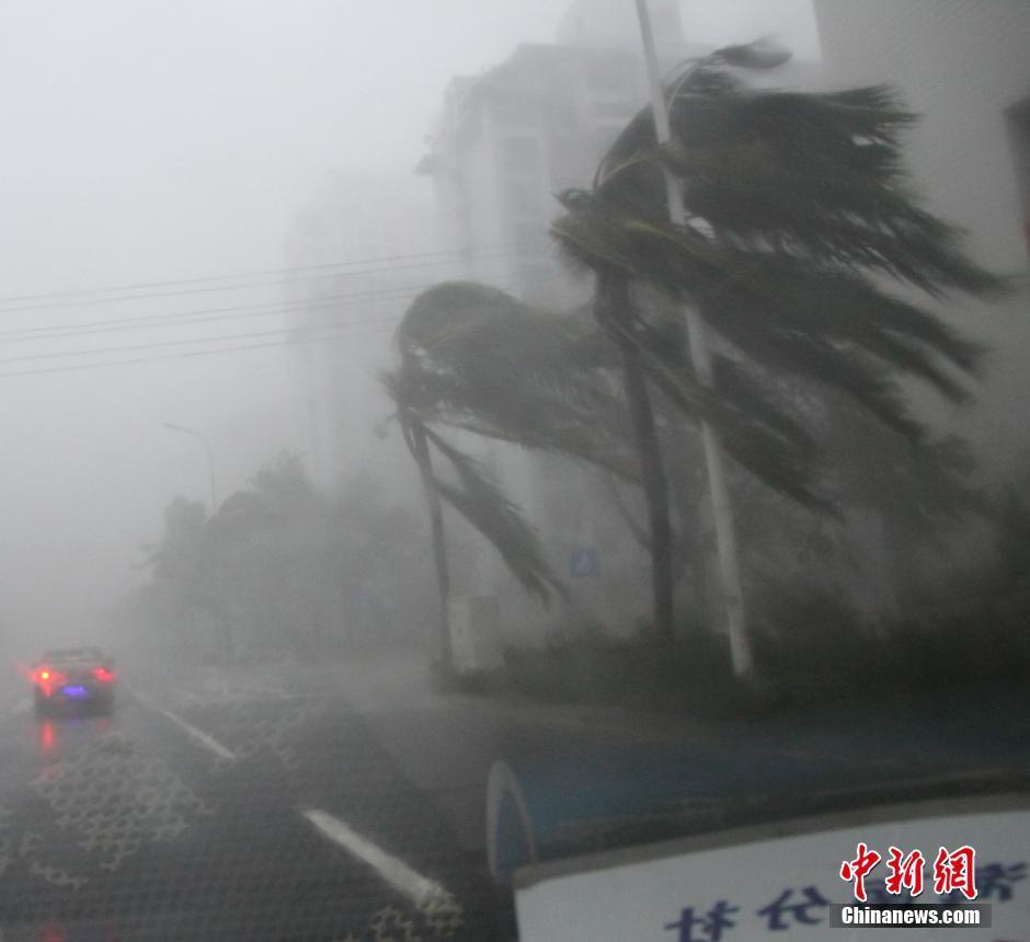 第9号台风“威马逊”(超强台风级)18日下午在海南省文昌市翁田镇沿海登陆，携狂风暴雨肆掠海南岛