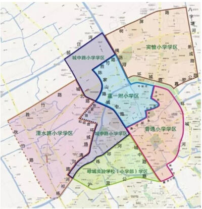 2015年上海嘉定区拟调整5所小学的学区范围