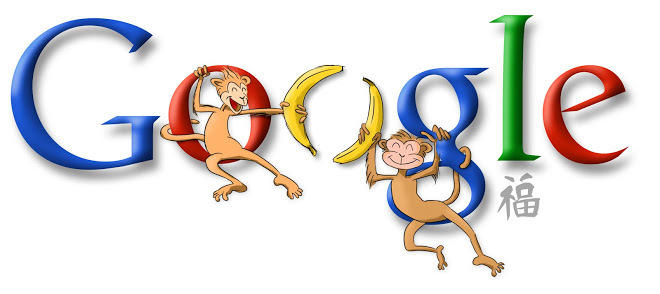 2004年是中国的猴年，十二年一轮回，谷歌DOODLE已今非昔比。
