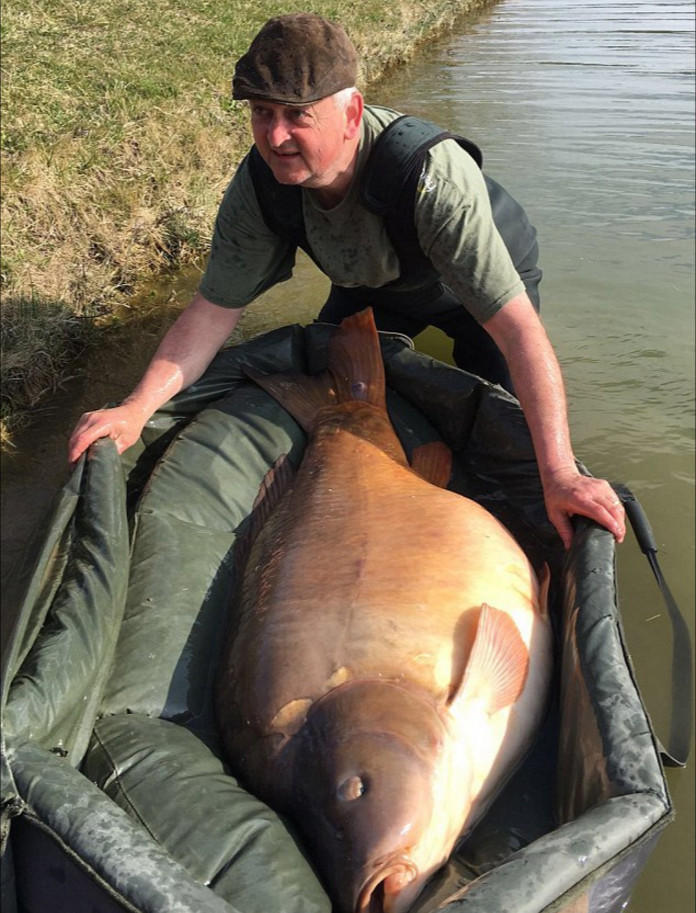 英国渔夫捕获近百斤重大鲤鱼
