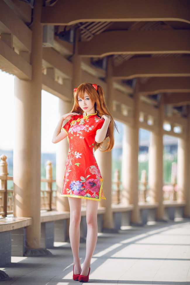 《eva》明日香旗袍装cos_cosplay_翼风游戏网