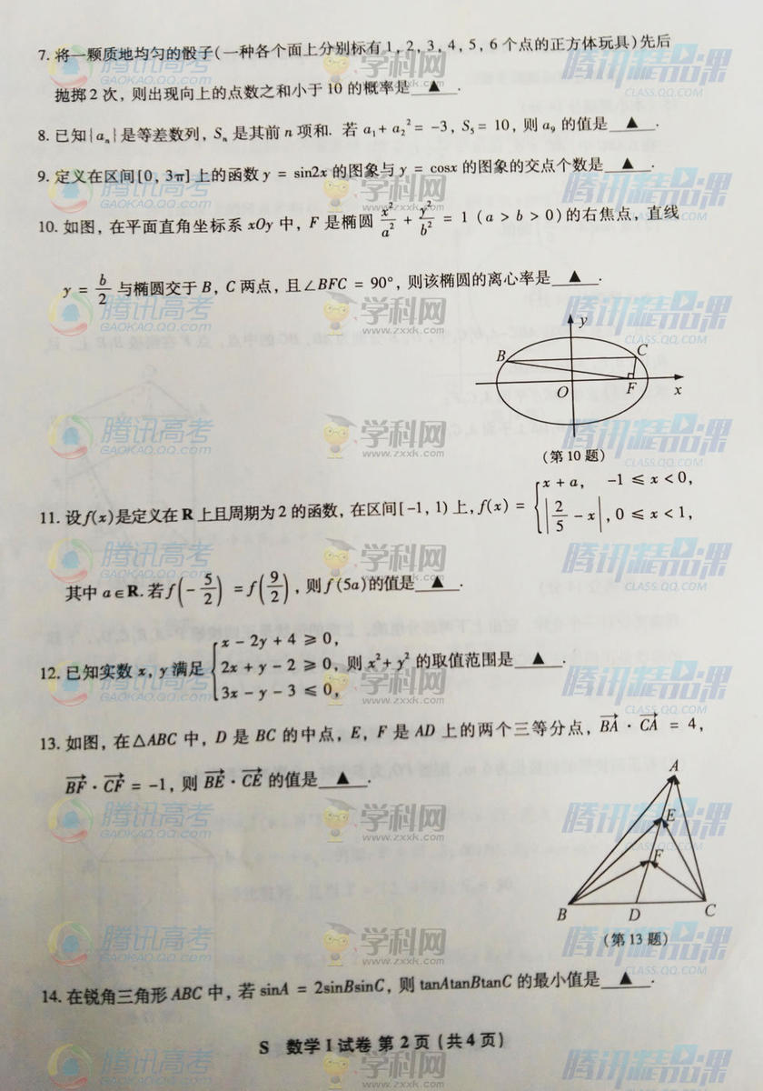 【3份】2016江苏高考数学(理科)大二轮总复习与增分策略:专题三 三角