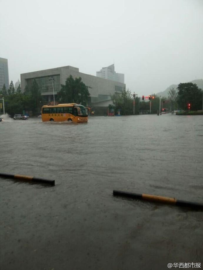 小学生暴雨中扶老人过马路 被积水冲倒溺亡(组图)