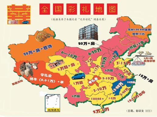 年前首次问世的"彩礼地图",作为中国民俗之一的彩礼,已发生了很大变化