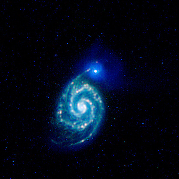 nasa拍摄到的螺旋星系:m51跨度达8.1万光年