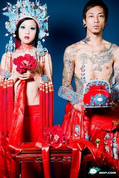 刺青婚纱照 略微重口味