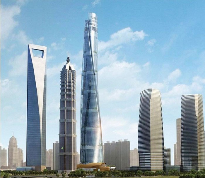 上海中心在世界各建筑物中鹤立鸡群