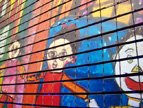 Foto grafiti čine piksela zid 4D razvoj filma memorije