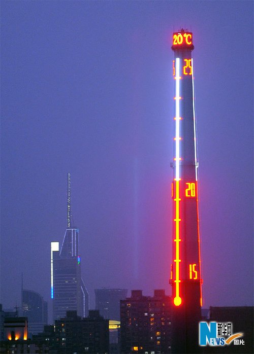 上海世博园:世界最大温度计随时量体温