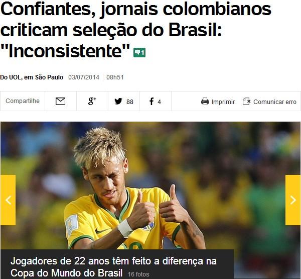 哥媒挑衅：最弱巴西任人宰割 首发四个小学生
