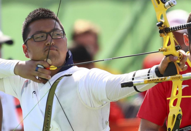 韩国射箭队主力队员金尤镇