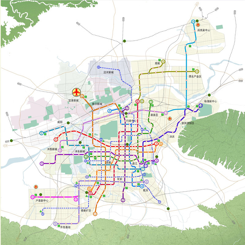 西安市规划局官网公布西安地铁新增9条线路规划图
