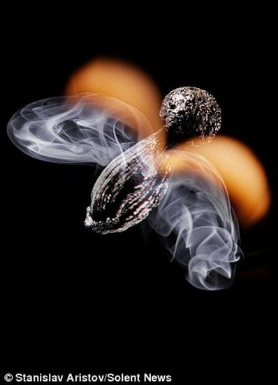 俄摄影师使用火柴创造美妙火焰圣诞树图片