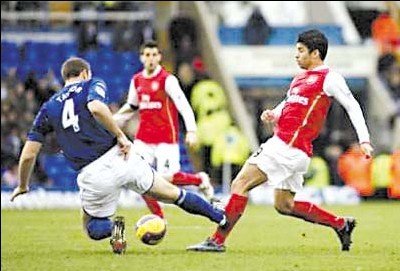 07/08英超,阿森纳vs伯明翰,爱德华多-达-席尔瓦比赛中惨遭断腿