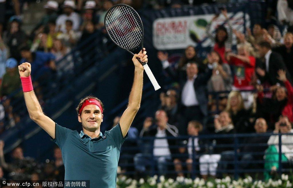 高清:费德勒逆转夺冠 加冕迪拜赛六冠王-费德勒
