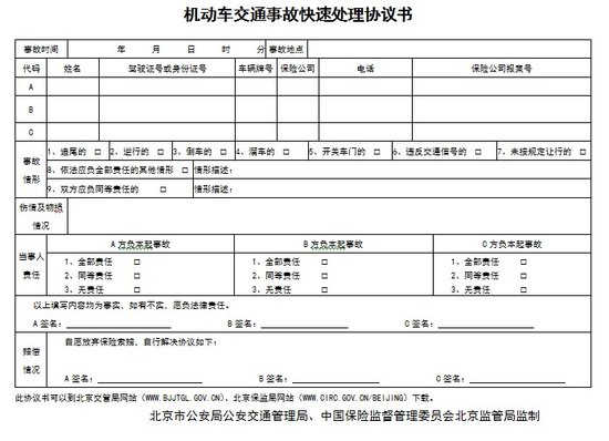 机动车交通事故快速处理办法（试行）