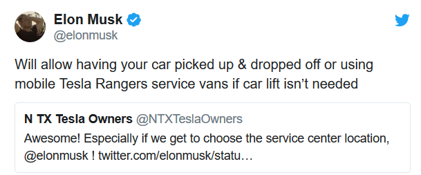 Elon Musk表示特斯拉App将新增“一键召唤”移动服务车队功能