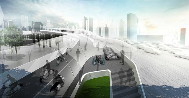宝马推出电动两轮车高架道路系统构想