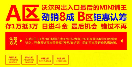 A区商铺销售火爆 B区商铺将于11.1钜惠认筹_