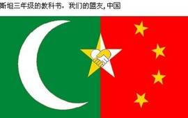 巴基斯坦欢迎队伍人群手中握着的是"六星红旗"多出来的一颗星是