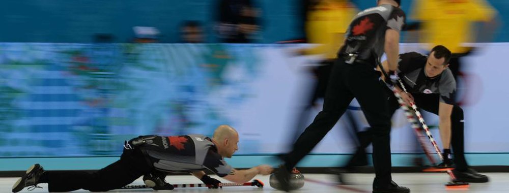 The excellent moment of man's curling