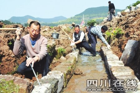 19日，西充县凤鸣镇农田水利建设 施工现场一片繁忙李向雨摄