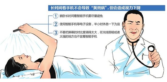 网传关灯耍手机导致眼盲 专家说不可信(图)