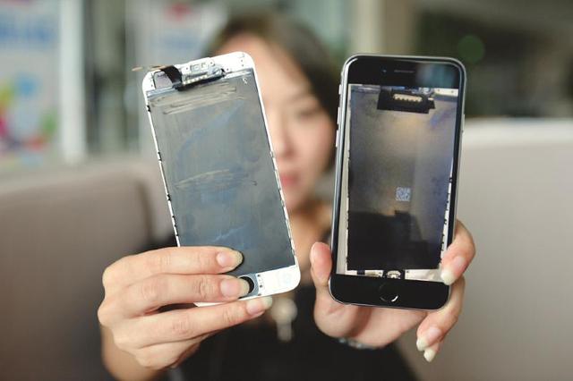 女子店内维修iPhone6 3个月连换5块屏幕都没对