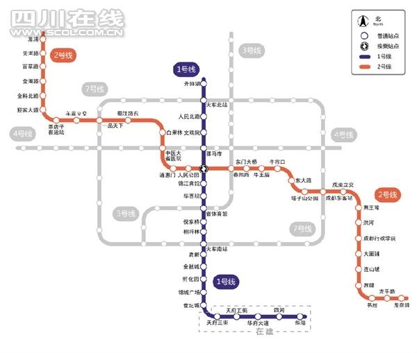 成都地铁运行线路图