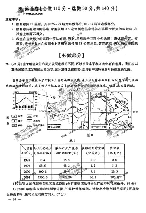 2010高考山东文科综合卷试题(2)_滚动新闻