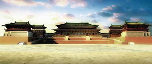 除了各种宫殿,还有宫内的配套住房以及围墙等,重现了1300年前唐朝皇宫图片
