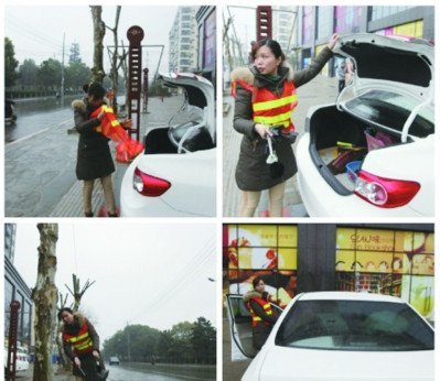 女子开轿车捡垃圾 真实身份引猜测(图)_大成网