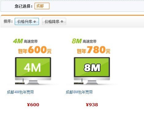 成都宽带资费大PK 4MB包月最低可至零元