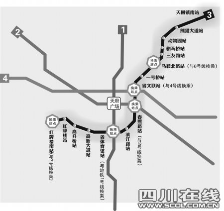 成都首次公布了成都地铁3号线一期工程相关