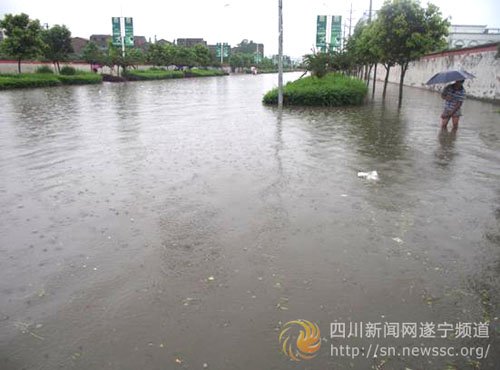 遂宁市连续两天大到暴雨 城区部份路段积水成河图片