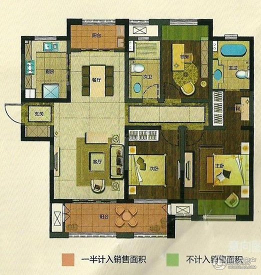 香溢澜桥133㎡户型赏析 三房朝南舒适畅享阳光生活