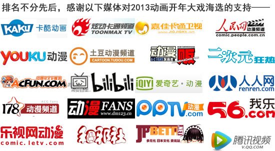 “2013动画开年大戏海选”5强出炉