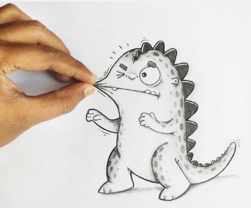 快被萌翻了！漫画家与笔下小恐龙的互动好可爱