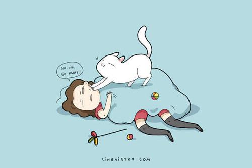 漫画家手绘猫咪叫你起床的五种方法!_动漫_动漫资讯